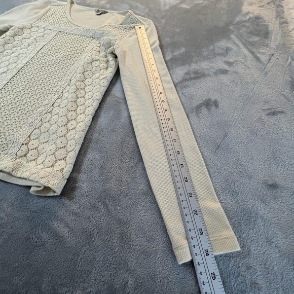 Vintage Lucky Brand Y2K Fairy Grunge Top Womens M Ivory Lace Stretch Layering - Picture 7 of 12